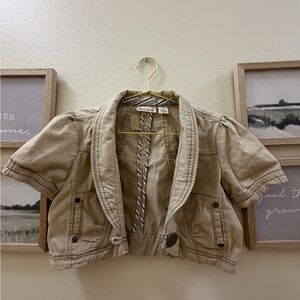 DKNY Women’s Beige Short-Sleeve Cropped Jacket